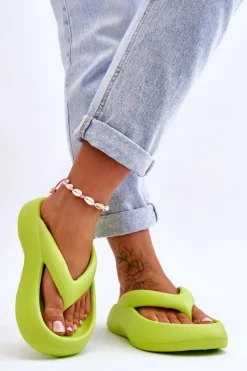 Boto Damskie Piankowe Klapki Japonki Neonowy Żółty Roux
