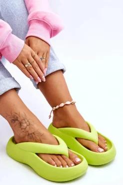 Boto Damskie Piankowe Klapki Japonki Neonowy Żółty Roux