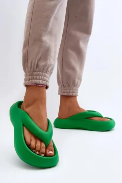 Outlet Boto Damskie Piankowe Klapki Japonki Zielone Roux