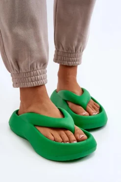 Outlet Boto Damskie Piankowe Klapki Japonki Zielone Roux