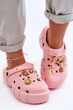 Boto Klapki Basenowe|Klapki Na Platformie*Damskie Piankowe Klapki Kroksy Z Ozdobami Różowe Marlett