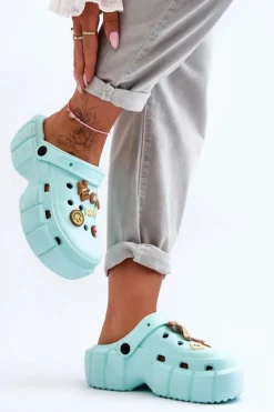 Online Boto Damskie Piankowe Klapki Kroksy Z Ozdobami Zielone Marlett