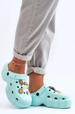 Online Boto Damskie Piankowe Klapki Kroksy Z Ozdobami Zielone Marlett