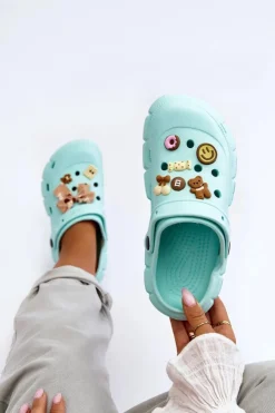 Online Boto Damskie Piankowe Klapki Kroksy Z Ozdobami Zielone Marlett