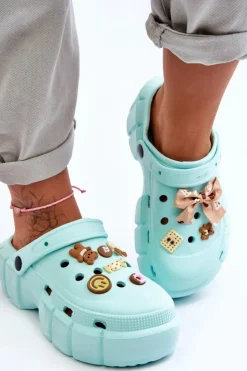 Online Boto Damskie Piankowe Klapki Kroksy Z Ozdobami Zielone Marlett