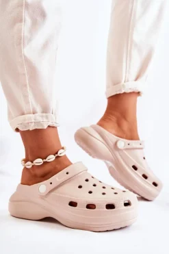 Hot Boto Damskie Piankowe Klapki Kroksy Beżowe Coline