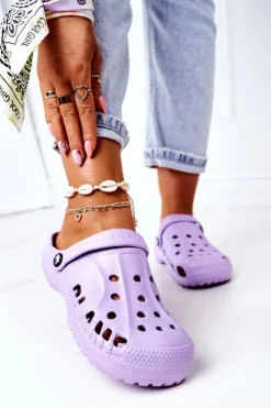Boto Damskie Piankowe Klapki Kroksy EVA Fioletowe