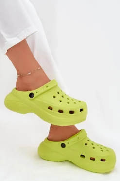 Best Boto Damskie Piankowe Klapki Limonkowe Elisra