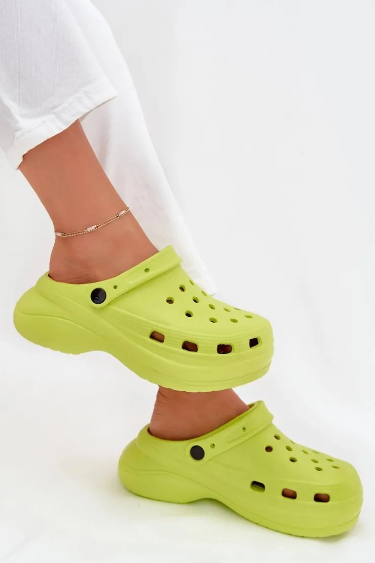 Best Boto Damskie Piankowe Klapki Limonkowe Elisra