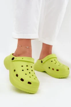 Best Boto Damskie Piankowe Klapki Limonkowe Elisra