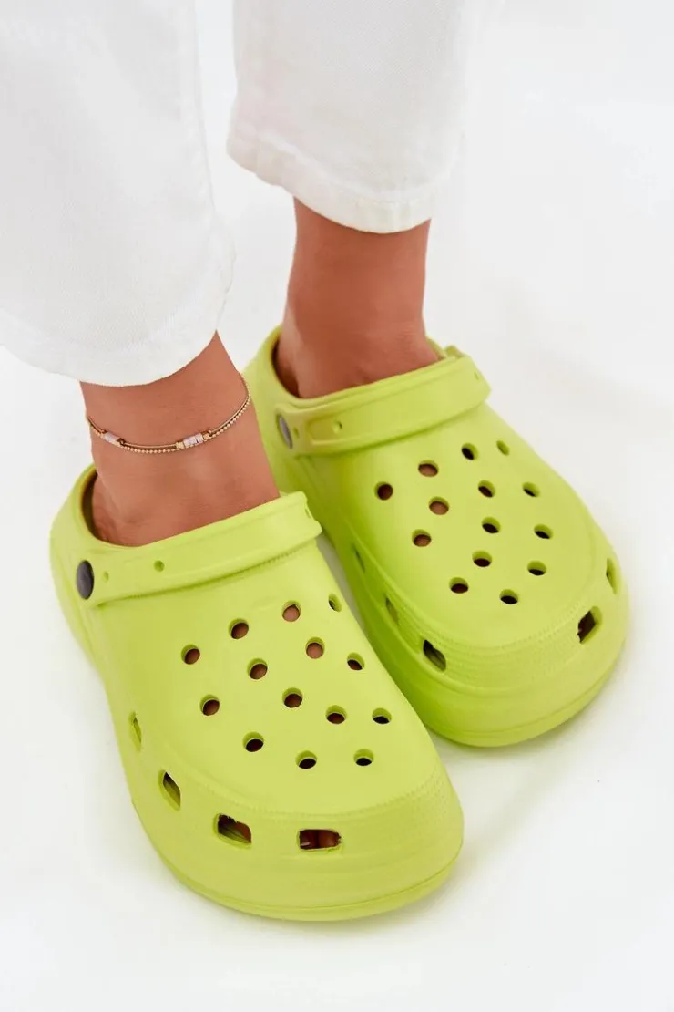 Best Boto Damskie Piankowe Klapki Limonkowe Elisra