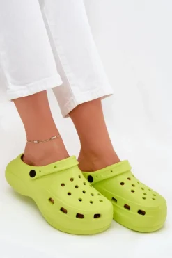 Best Boto Damskie Piankowe Klapki Limonkowe Elisra