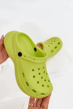 Best Boto Damskie Piankowe Klapki Limonkowe Elisra