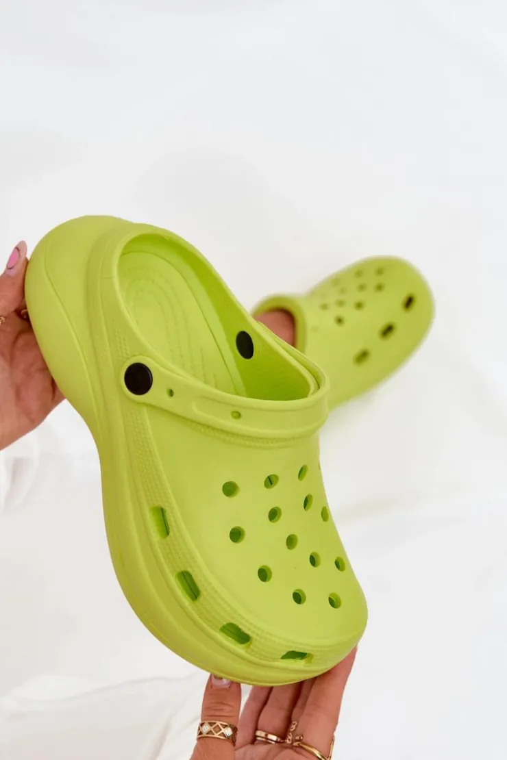 Best Boto Damskie Piankowe Klapki Limonkowe Elisra