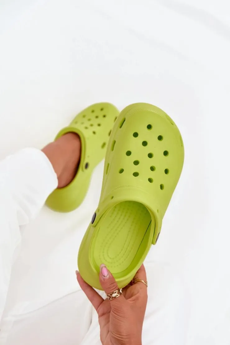 Best Boto Damskie Piankowe Klapki Limonkowe Elisra