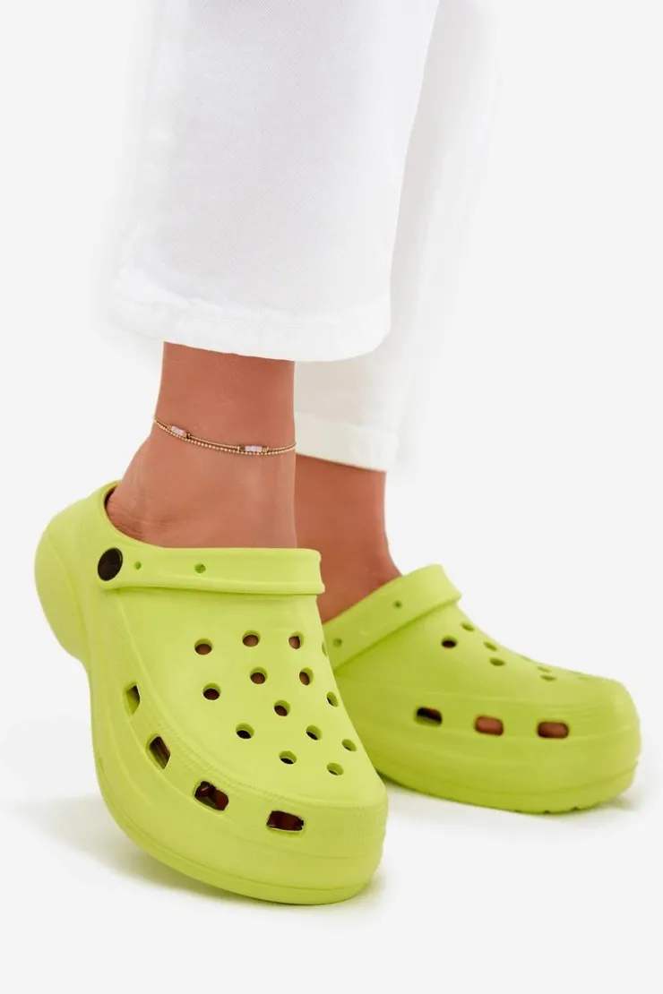 Best Boto Damskie Piankowe Klapki Limonkowe Elisra