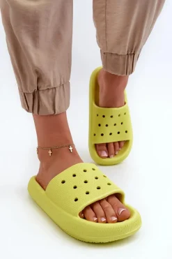 Damskie Evento Damskie Piankowe Klapki Na Grubej Podeszwie Limonka Beula