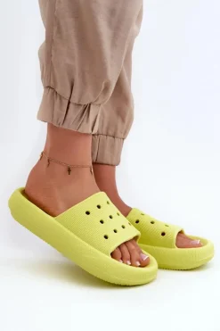 Damskie Evento Damskie Piankowe Klapki Na Grubej Podeszwie Limonka Beula