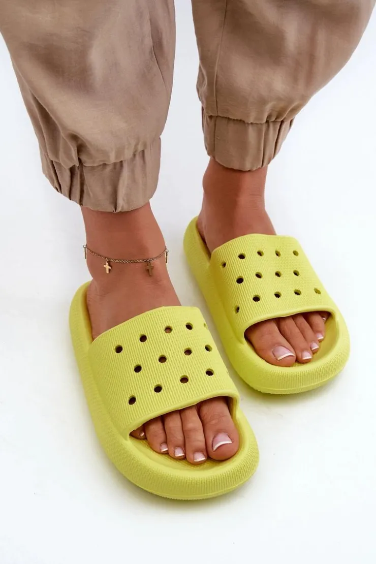 Damskie Evento Damskie Piankowe Klapki Na Grubej Podeszwie Limonka Beula