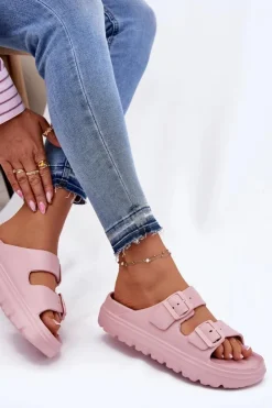 Outlet Evento Damskie Piankowe Klapki Na Platformie Różowe Melorea Różowy