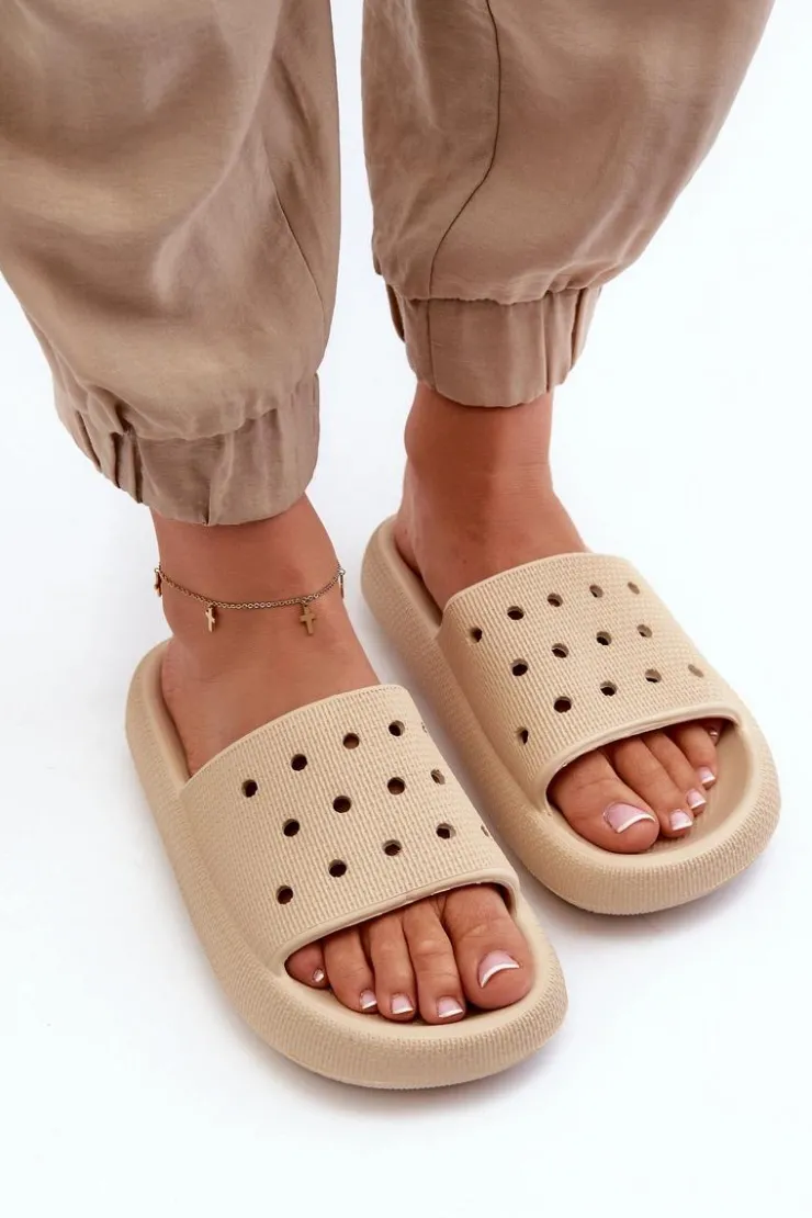 Evento Klapki Basenowe|Klapki Damskie Klasyczne*Damskie Piankowe Klapki Na Grubej Podeszwie Beżowe Beula