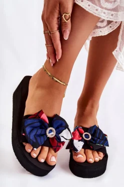 Damskie Boto Damskie Piankowe Klapki Na Koturnie Czarne Silana