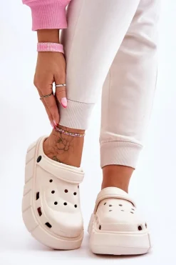 Damskie Boto Damskie Piankowe Klapki Na Platformie Beżowe Beckett