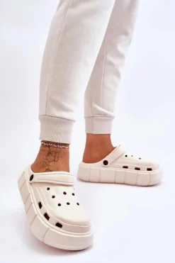 Damskie Boto Damskie Piankowe Klapki Na Platformie Beżowe Beckett