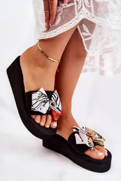 Discount Boto Damskie Piankowe Klapki Na Koturnie Białe Silana