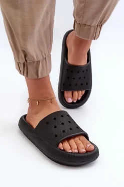 Discount Evento Damskie Piankowe Klapki Na Grubej Podeszwie Czarne Beula