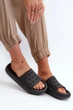 Discount Evento Damskie Piankowe Klapki Na Grubej Podeszwie Czarne Beula