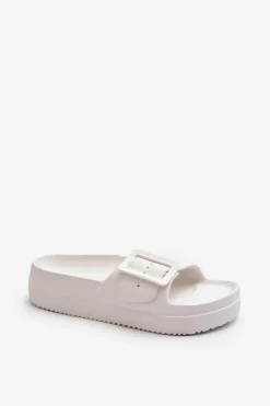 Sale Big Star Shoes Damskie Piankowe Klapki Na Platformie Z Klamrą Big Star NN274A661 Białe Biały