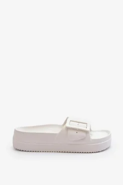 Sale Big Star Shoes Damskie Piankowe Klapki Na Platformie Z Klamrą Big Star NN274A661 Białe Biały