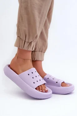 Damskie Evento Damskie Piankowe Klapki Na Grubej Podeszwie Fioletowe Beula