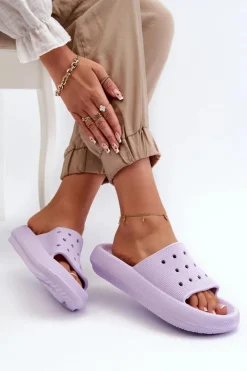 Damskie Evento Damskie Piankowe Klapki Na Grubej Podeszwie Fioletowe Beula