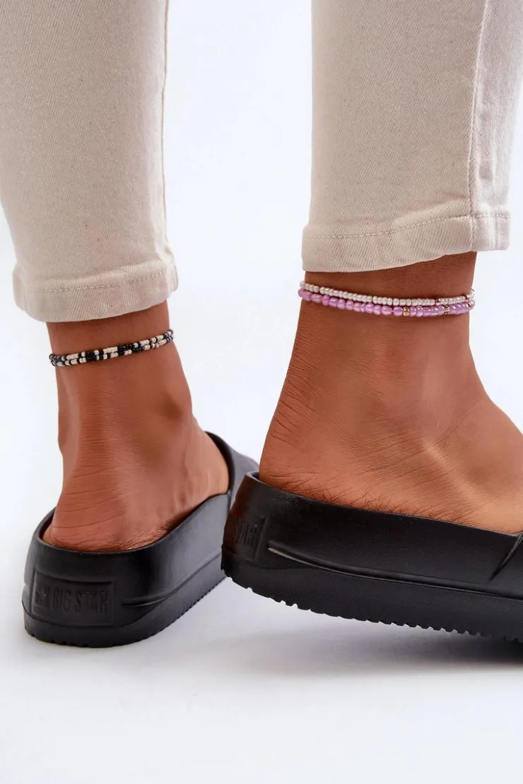 Big Star Shoes Klapki Damskie Big Star|Klapki Basenowe*Damskie Piankowe Klapki Na Platformie Z Klamrą Big Star NN274A662 Czarne Czarny