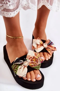 Damskie Boto Damskie Piankowe Klapki Na Koturnie Beżowe Silana