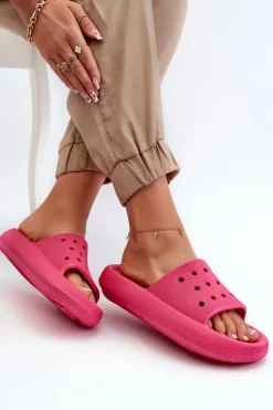 New Evento Damskie Piankowe Klapki Na Grubej Podeszwie Fuksja Beula Różowy