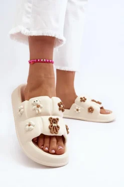 Sale Boto Damskie Piankowe Klapki Z Ozdobami Beżowe Cambrina Beżowy