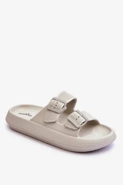 Sale Boto Damskie Piankowe Klapki Z Paskami Jasnoszare Sharmen