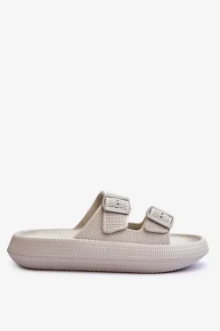 Sale Boto Damskie Piankowe Klapki Z Paskami Jasnoszare Sharmen