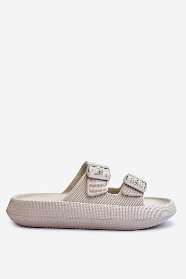 Sale Boto Damskie Piankowe Klapki Z Paskami Jasnoszare Sharmen