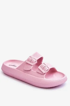 Damskie Boto Damskie Piankowe Klapki Z Paskami Różowe Sharmen