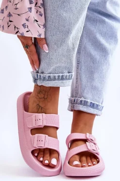 Damskie Boto Damskie Piankowe Klapki Z Paskami Różowe Sharmen