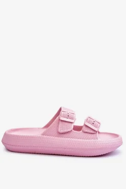 Damskie Boto Damskie Piankowe Klapki Z Paskami Różowe Sharmen