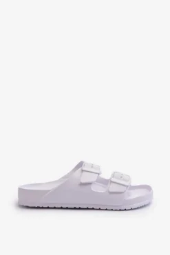 Damskie Evento Damskie Piankowe Klapki Z Klamrami Białe Luciene