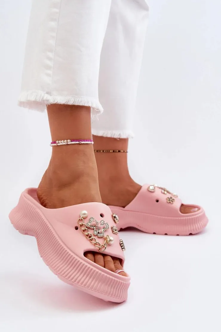 Boto Klapki Na Platformie|Klapki Damskie Klasyczne*Damskie Piankowe Klapki Z Ozdobami Różowe Afariana Różowy