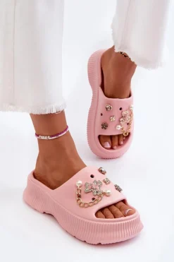 Boto Klapki Na Platformie|Klapki Damskie Klasyczne*Damskie Piankowe Klapki Z Ozdobami Różowe Afariana Różowy