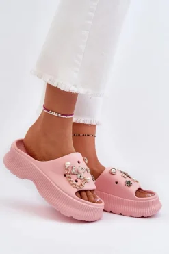 Boto Klapki Na Platformie|Klapki Damskie Klasyczne*Damskie Piankowe Klapki Z Ozdobami Różowe Afariana Różowy
