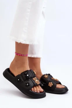 Boto Klapki Na Platformie|Klapki Damskie Klasyczne*Damskie Piankowe Klapki Z Ozdobami Czarne Cambrina